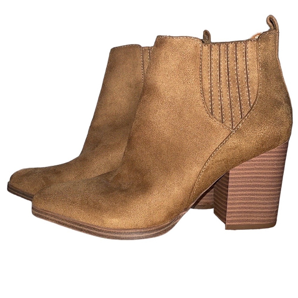 A.N.A. A New Approach - Tan Faux Suede Block Heel Booties - Size 7 - Picture 3 of 10